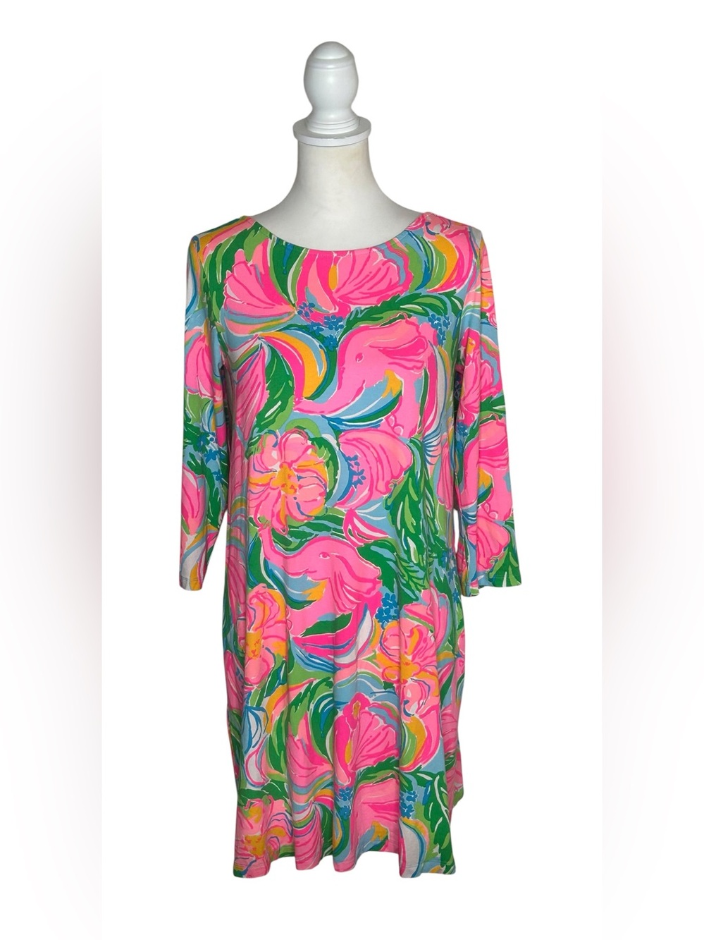 Lilly Pulitzer Ophelia Vibrant Tropical Print Swing Dress EUC Sz M Resortwear